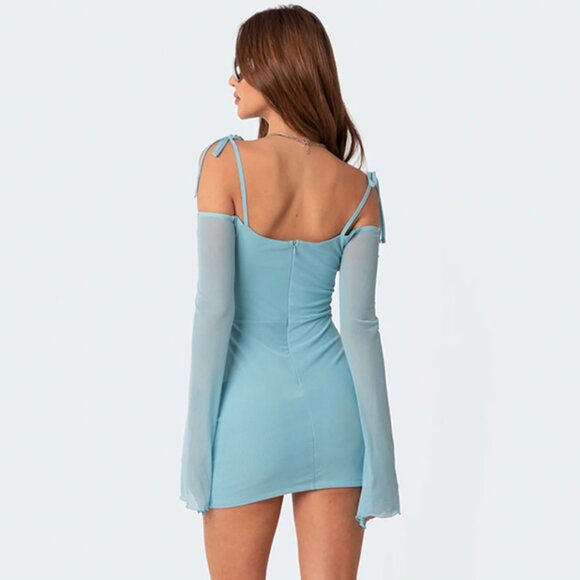 Edikted "ariel off shoulder mesh mini dress" - Picture 2 of 3